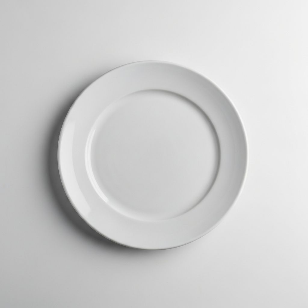Empty white plate on clean surface